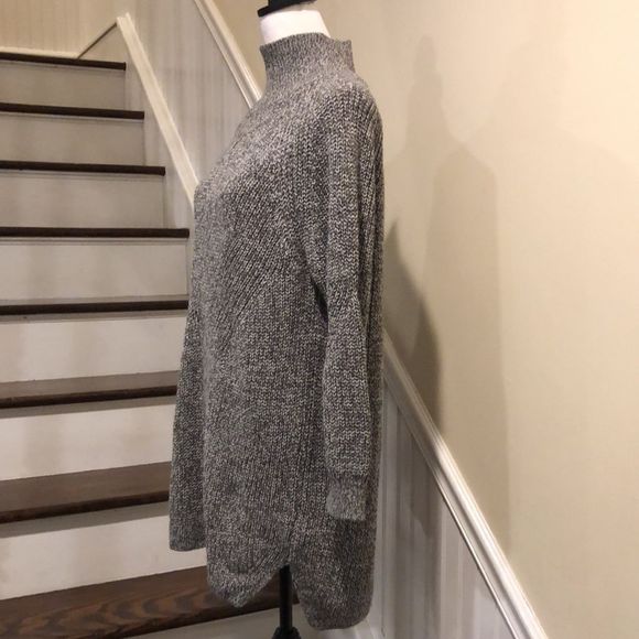 TOPSHOP Grey Marled Knit Mock Neck Long Sleeve Sweater Dress Size 8 - Picture 5 of 9